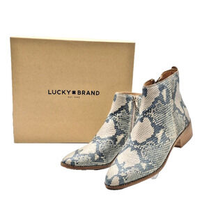 New Lucky Brand Snake Print Ankle Boots Women 8.5M Chinchilla Slither LK- Lenree